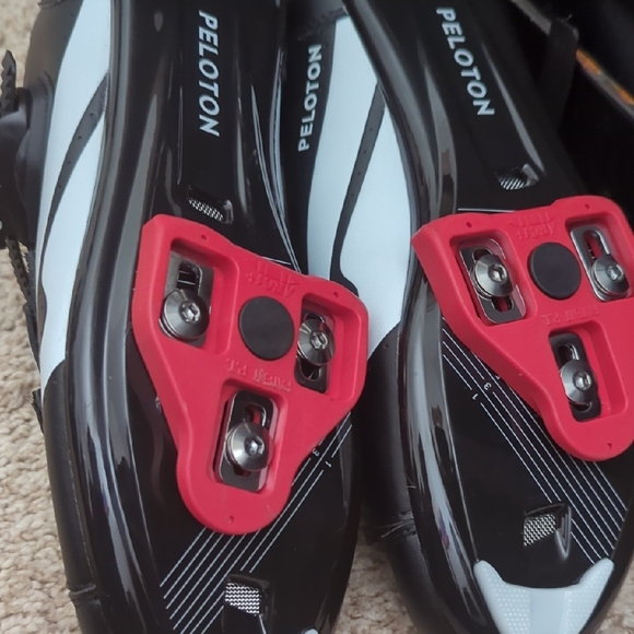 Peloton Black Cycling Shoes with Red Accents - Picture 2 of 9